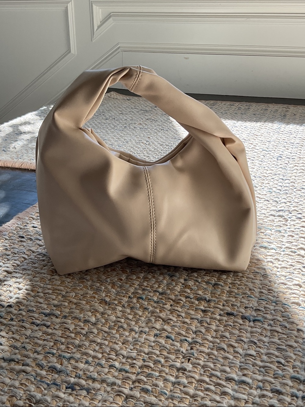 Amazon Beige Knot-Top Shoulder Hobo Bag